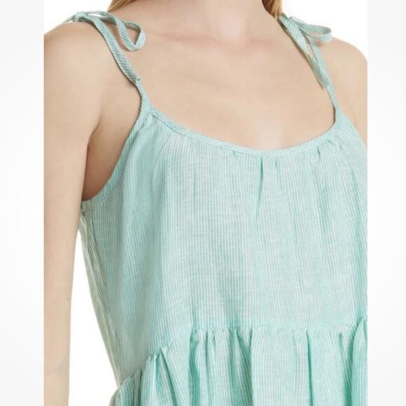 Mille Travel Maui Tiered Linen Maxi Dress‎ Green Striped small NWT - Picture 6 of 11